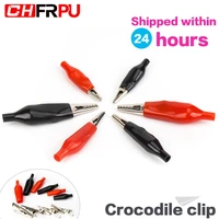 10pcs metal crocodile clip electrical test probe insulation plastic sheath red black car emergency connector crimps for wires