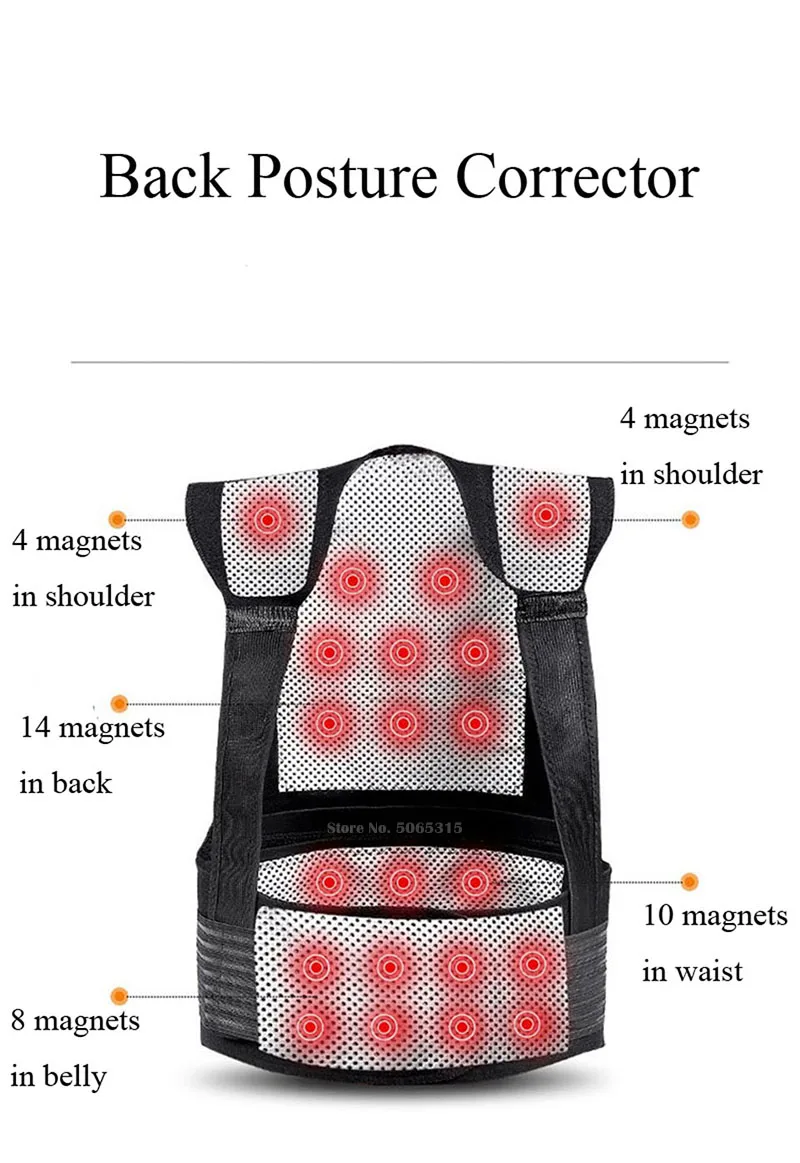 Турмалиновый самонагревающийся бандаж для Коррекции Осанки Спины спины плеч
