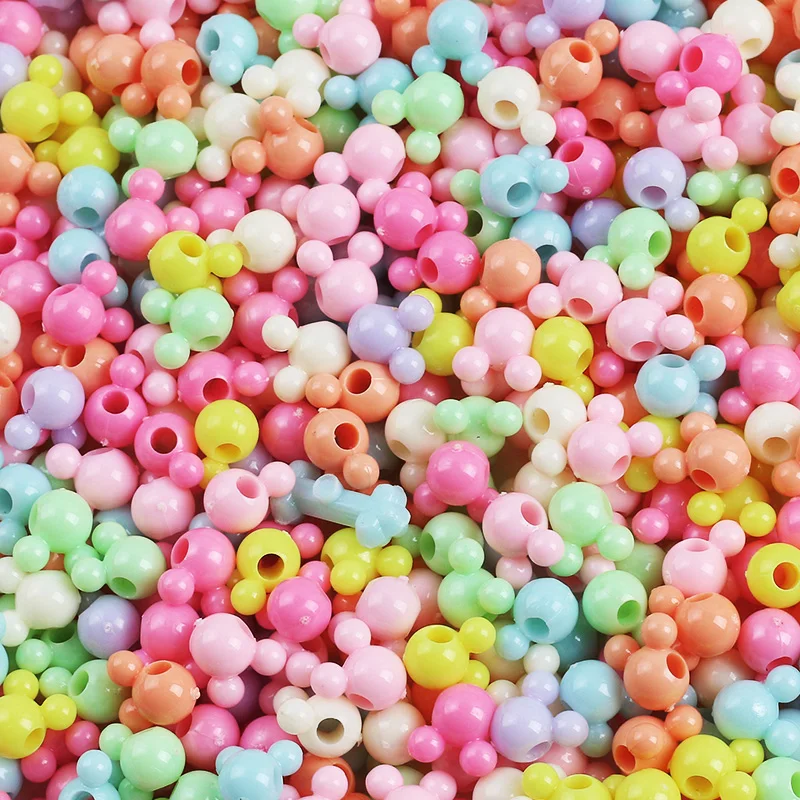 

100pcs/lot Mixed Acrylic Beads Mickey Loose Spacer Beads for Needlework Jewelry Making Handmade Diy Bracelet Accessories