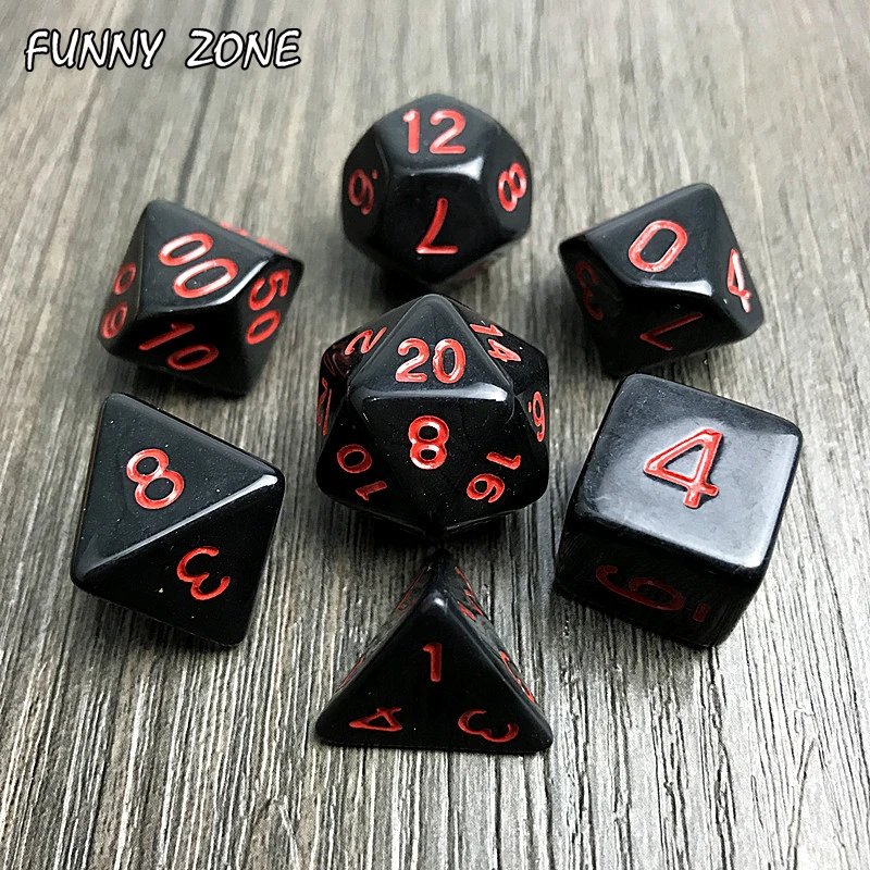 7 шт./компл. непрозрачная Двусторонняя игральная кость многогранная D4 D6 D8 D10 % D12 D20