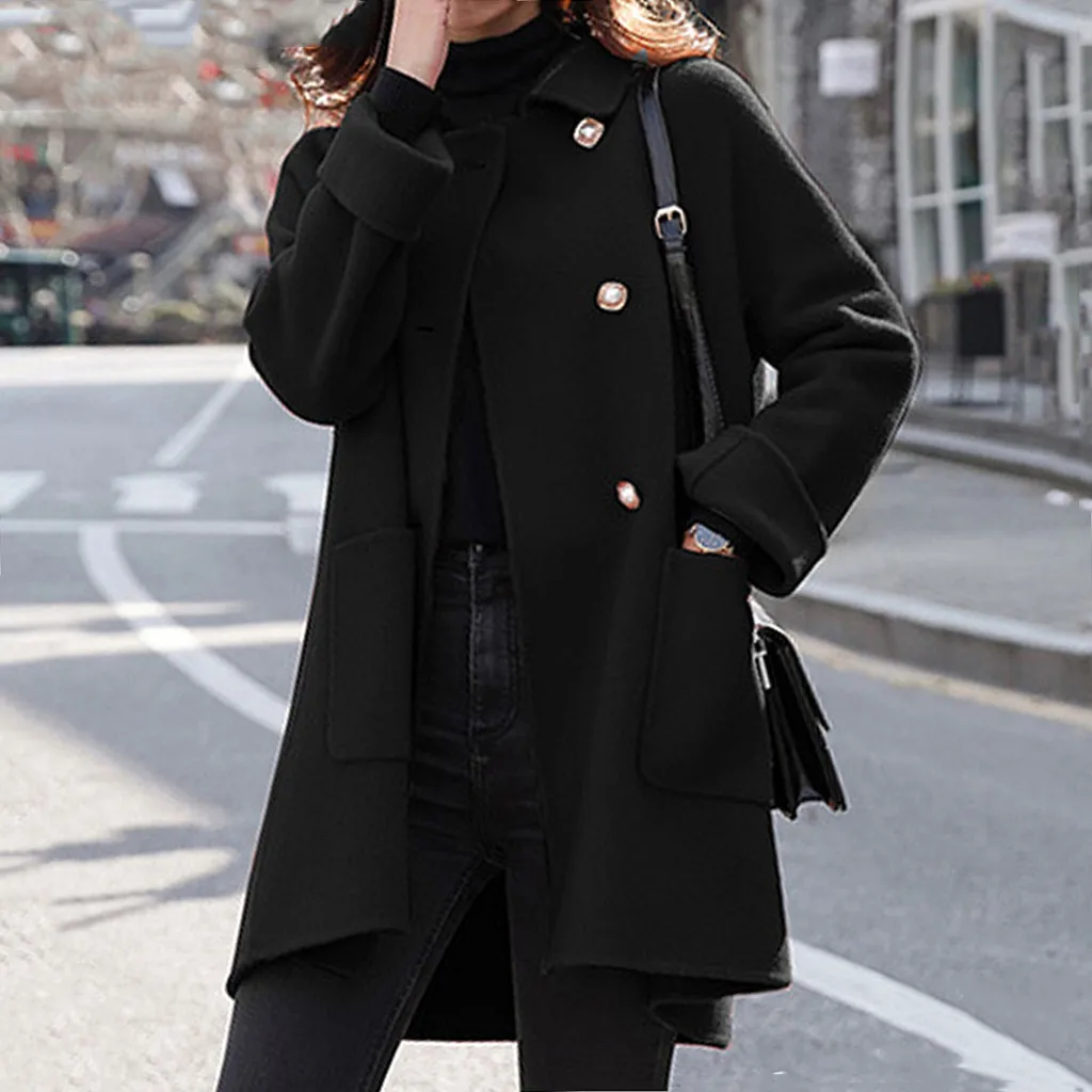 Модное женское длинное шерстяное пальто SAGACE большого размера элегантные