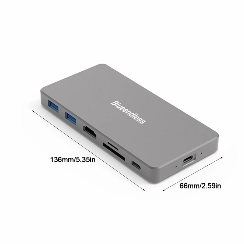 

Blueendless Multi-Ports HDD Box with Type C USB Hub M.2 SATA/NVME HDMI-Compatible Docking Station PD SD TF Splitter Case