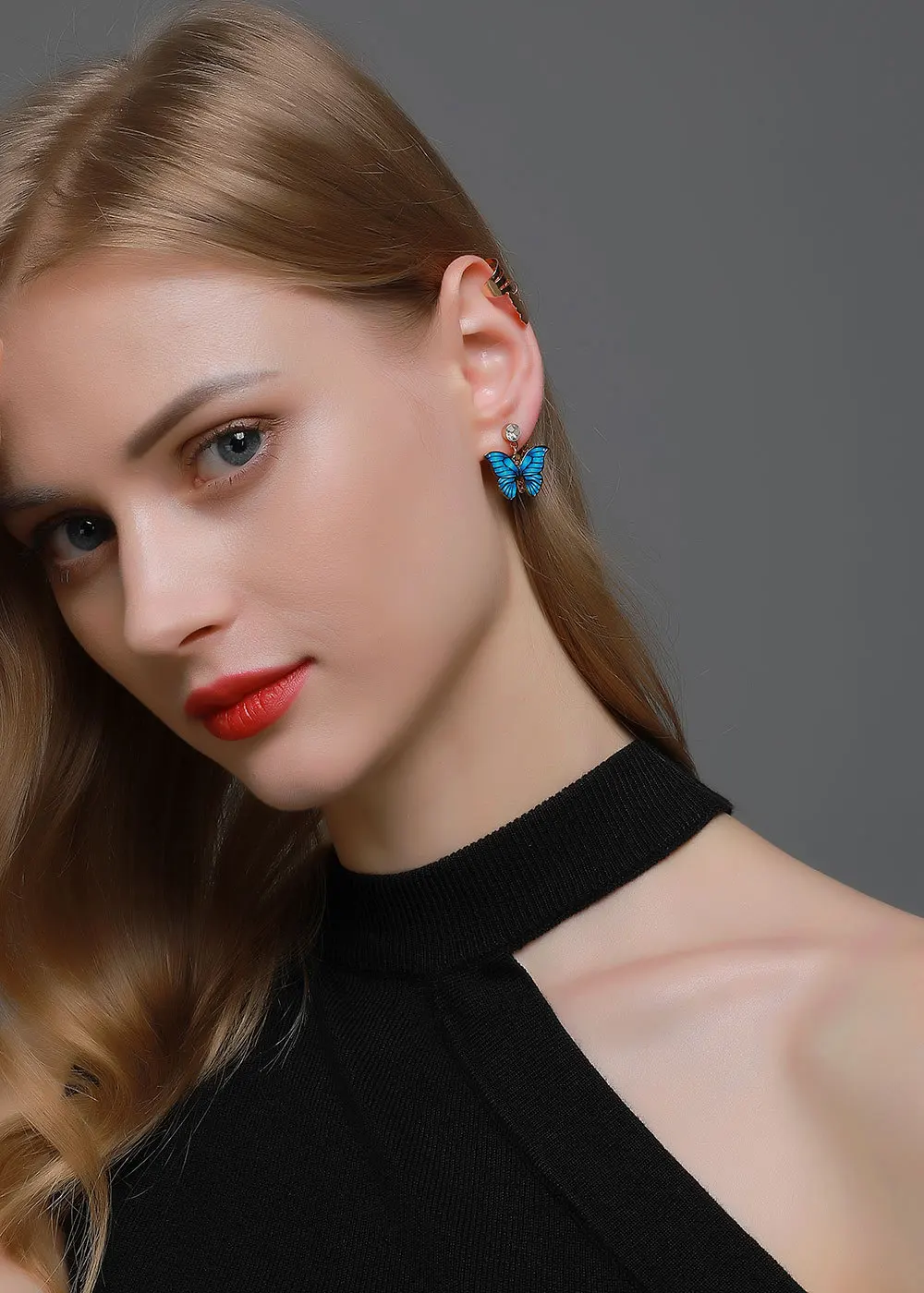 

European And American Style Trendy Dream Single Color Butterfly Tassel Hanging Ear, Earring Jewelry Gift