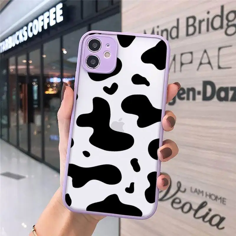 

cow Phone Case purple matte transparent For iPhone 7 8 x xs xr 11 12 pro plus max mini Clear Funda