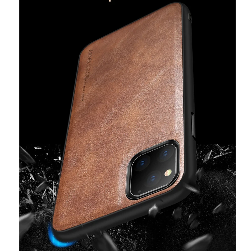Чехол для Iphone 11 Pro Max X-Level ретро кожаный мягкий силиконовый чехол с краями из