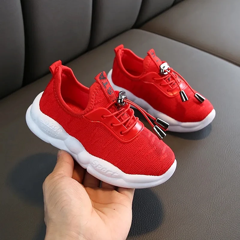 

Spring And Autumn New Pure Colour Children's Sneakers Red Concise Comfortable Boys Running Shoes Soft Kids Sneakers