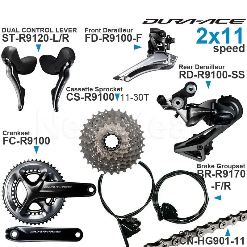 

Набор Скоростей SHIMANO DURA-ACE R9100 2x11speed с переключателями R9120, передний/задний переключатель R9170, тормозной кривошипный комплект, кассета, звездо...