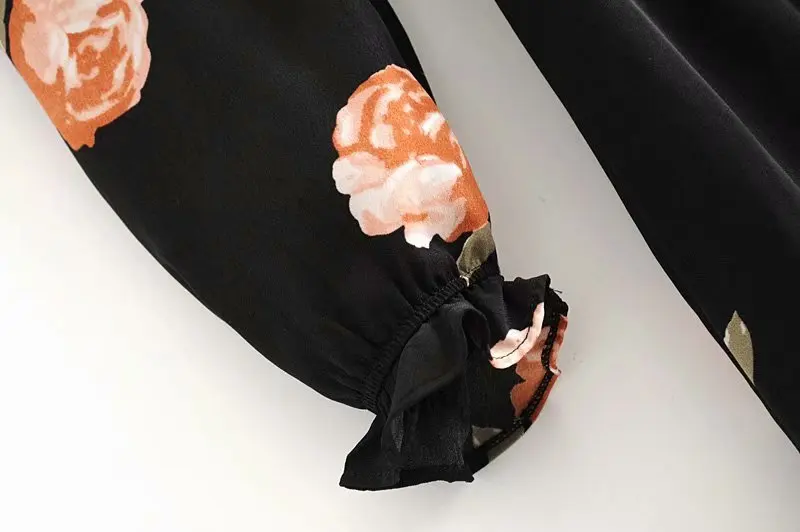 Bazaleas Ретро Сторона Ruched платья Элегантный розовый цветочный принт черный с