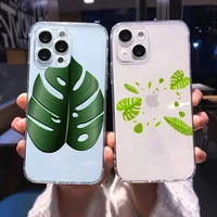 butterfly glitter leaves phone case for iphone 13 12 11 8 7 plus mini x xs xr pro max transparent soft