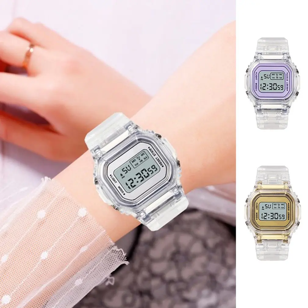 

Fashion Watches Men Women Transparent Digital Waterproof Sports Chronograph Multifunctioal Electronic Watch