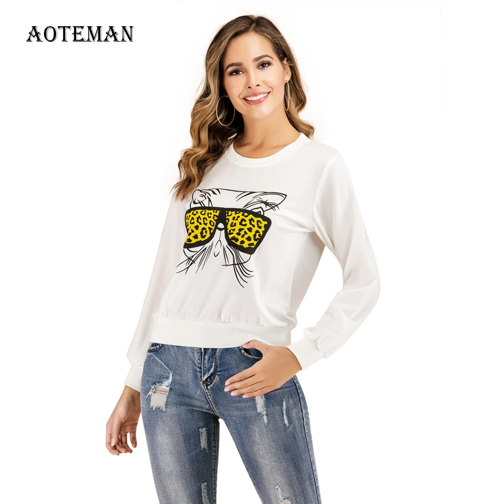 Весенне-осенняя женская футболка 2020 повседневная с длинным рукавом и круглым