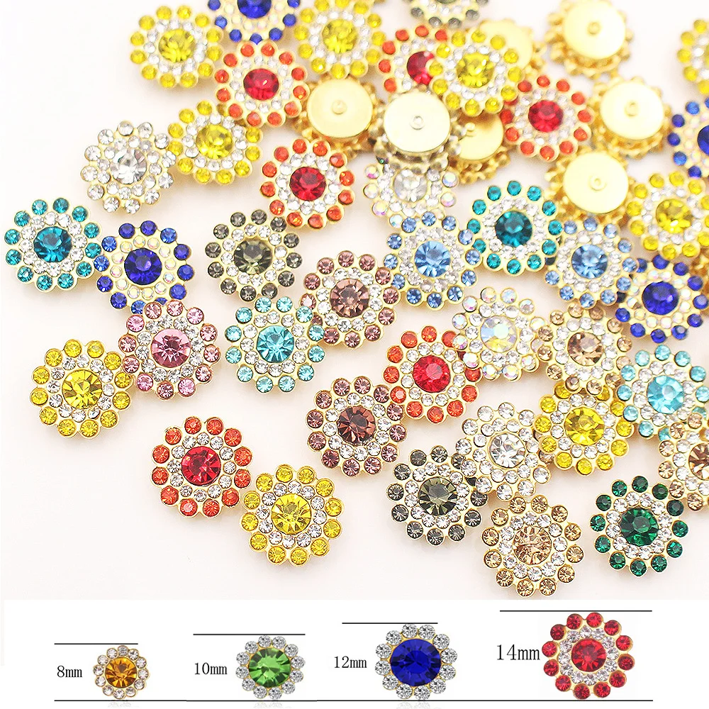 

20pcs-100pcs Gold Flower Claw Rhinestones Glitter Crystals Strass Stones Beads Garment Crafts Sewn Rhinestones for Clothes Gems