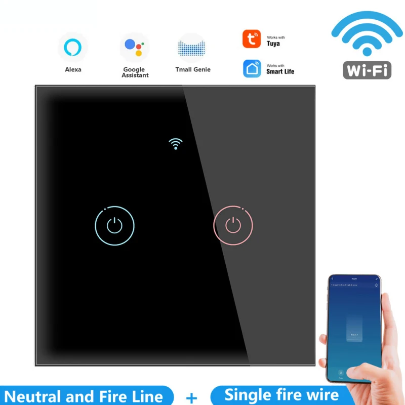 1/2/3 Gang Wifi Smart Light Switch Glass Screen Touch Panel Voice Control Wireless Switches Work With Alexa Google Home Tuya |