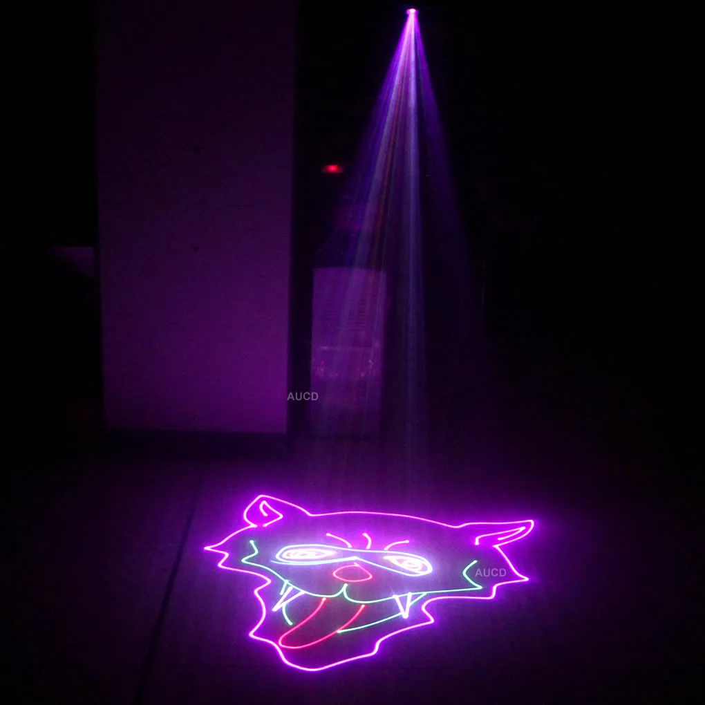 1 Вт RGB Полноцветный белый музыкальный сканер с анимационными узорами лазерный