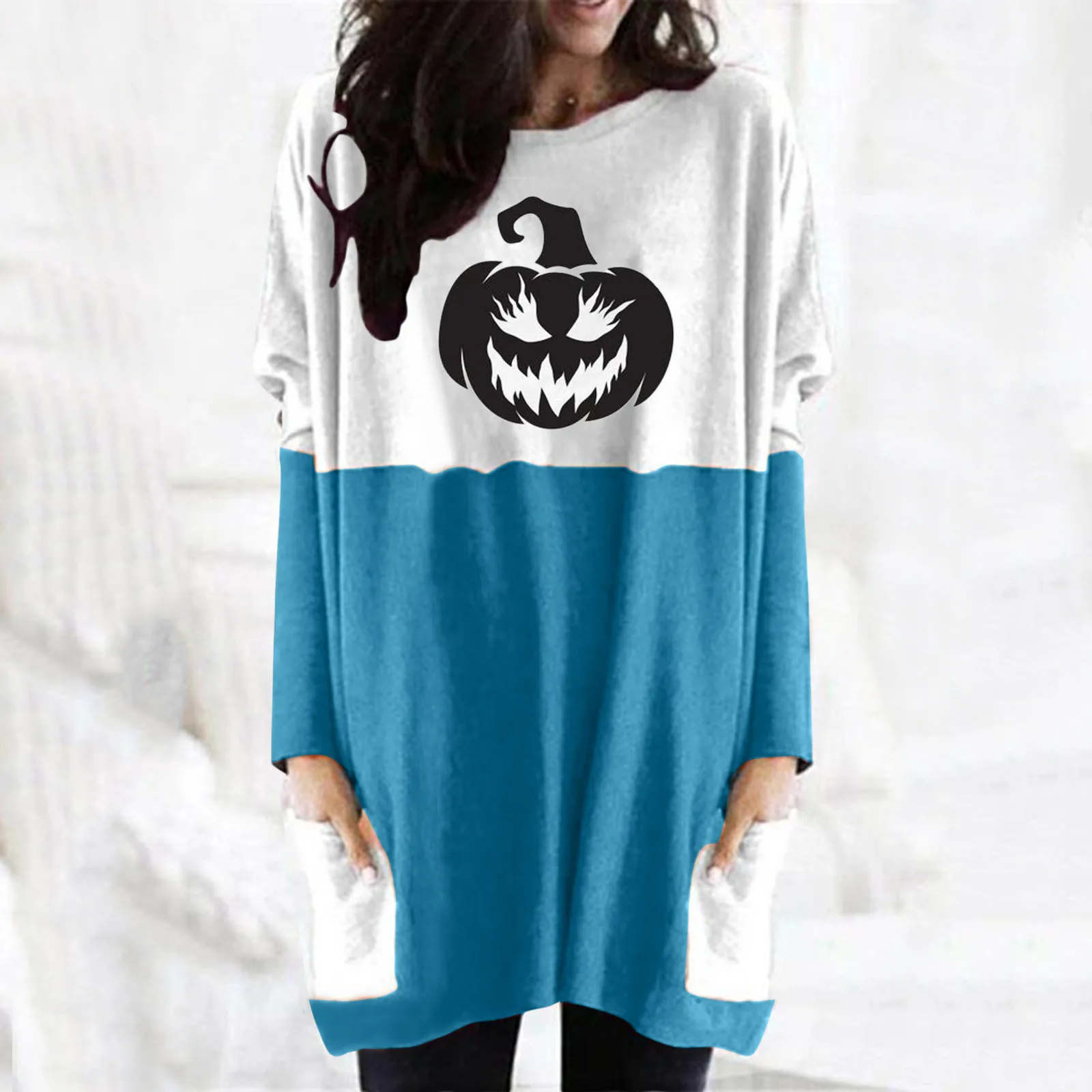 Женское мини платье с карманами на Хэллоуин винтажное длинными рукавами и