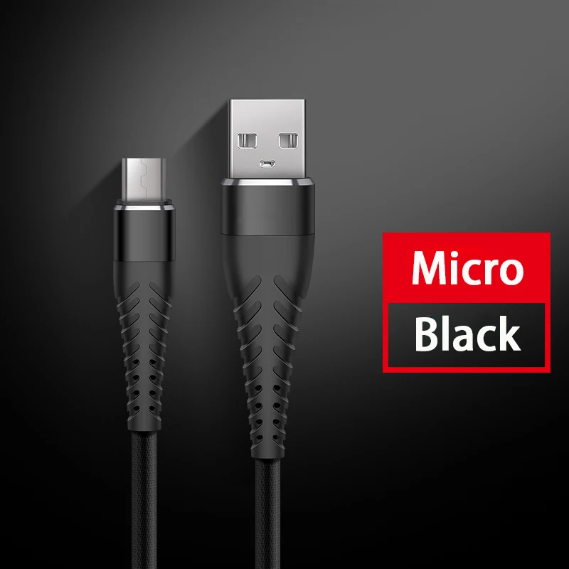 1, 2, 3 м, микро USB зарядное устройство, кабель для быстрой зарядки для huawei P8 P9, Android, мобильный телефон, кабель для Xiaomi, samsung, S7, шнур для передачи данных - Цвет: Черный