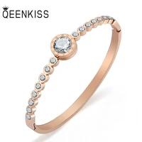 qeenkiss bt806 fine jewelry wholesale fashion women girl birthday wedding gift aaa zircon titanium stainless steel cuff bracelet