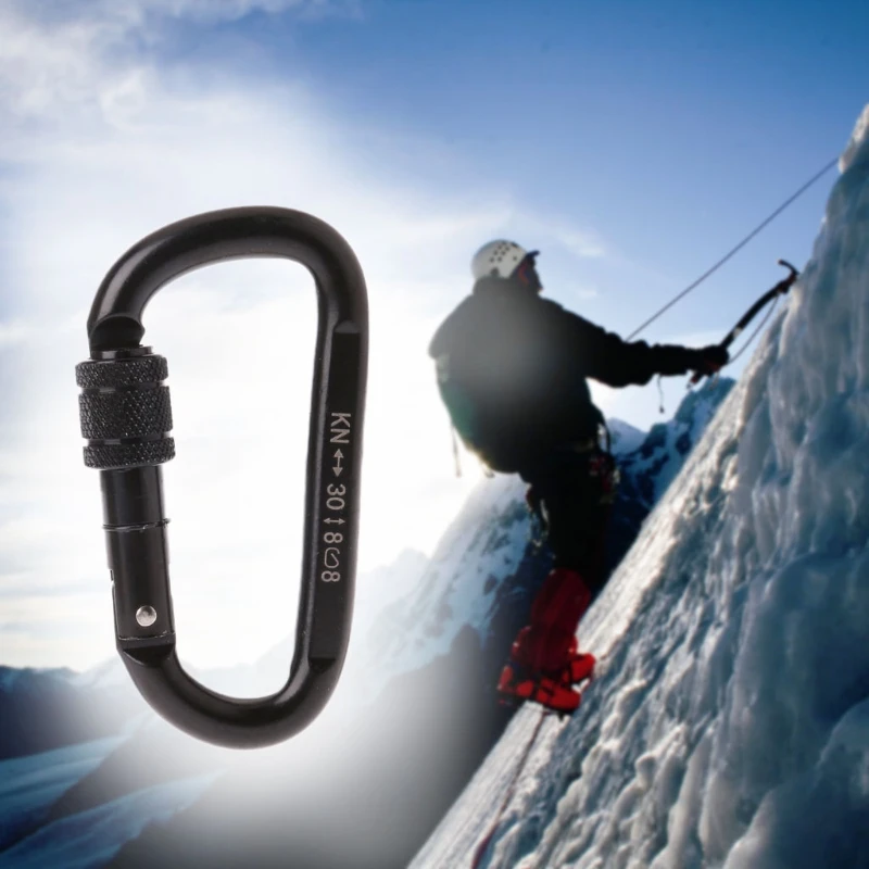 

30KN Professional Carabiner D Shape Lock Rock Climbing Equipment Safety Buckle
