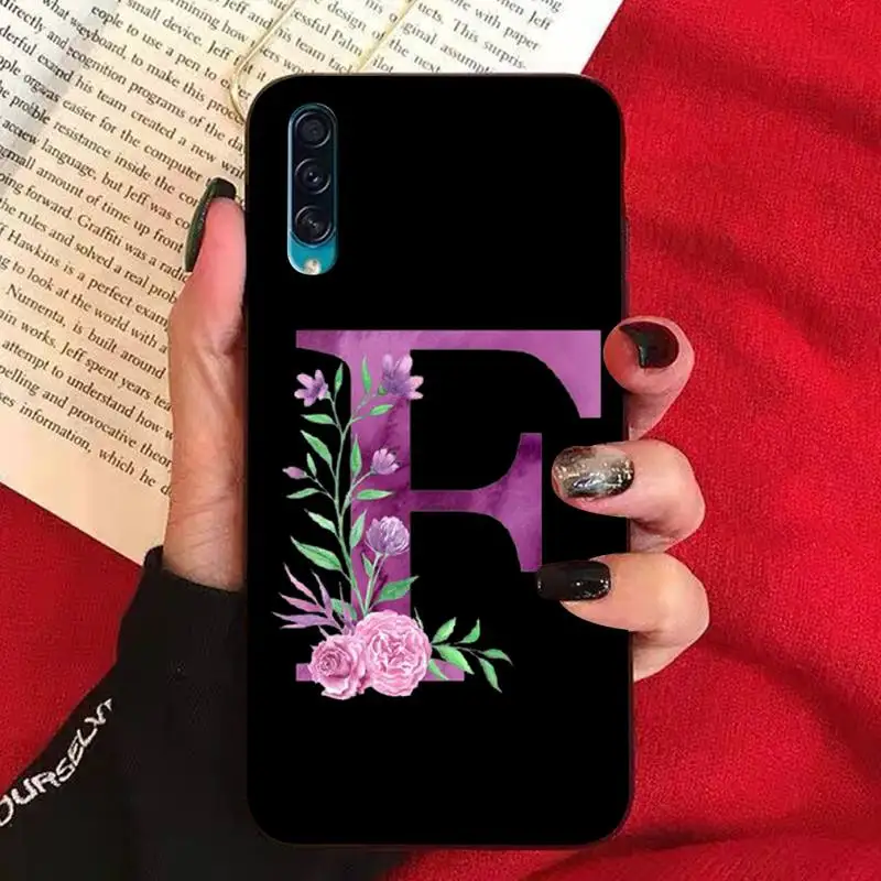 

Custom name Letter Monogram Black Phone Case for Samsung A51 01 50 71 21S 70 31 40 30 10 20 S E 11 91 A7 A8 2018