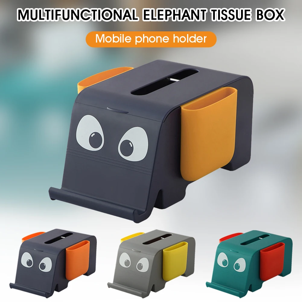 

Napkin Holder Household Living Room Dining Room Creative Lovely Elephant Simple Multi Function Remote Control Storage Tissue Box