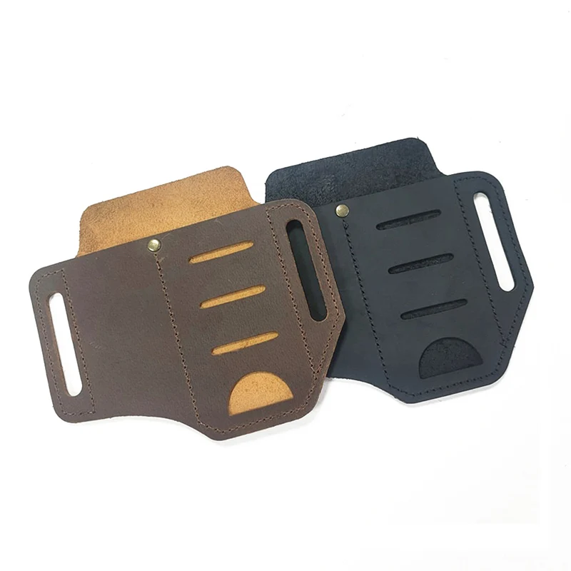 Тактический кожаный чехол для инструмента с полем выживания, карманом для хранения, портативным фонариком, ножом в кармане - 1 шт.