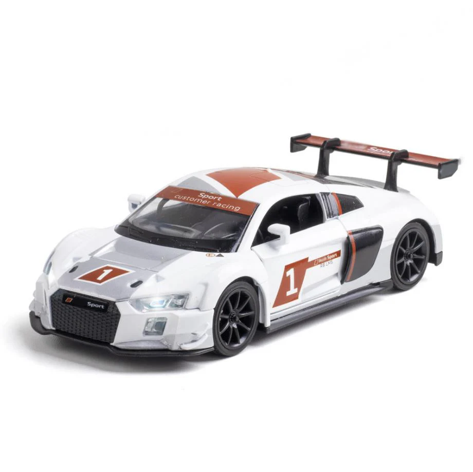 

Hot Scale 1:32 Diecast Audis R8 Lms Super Sport Car Metal Model With Light And Sound Pull Back Vehicle Alloy Toy Collection