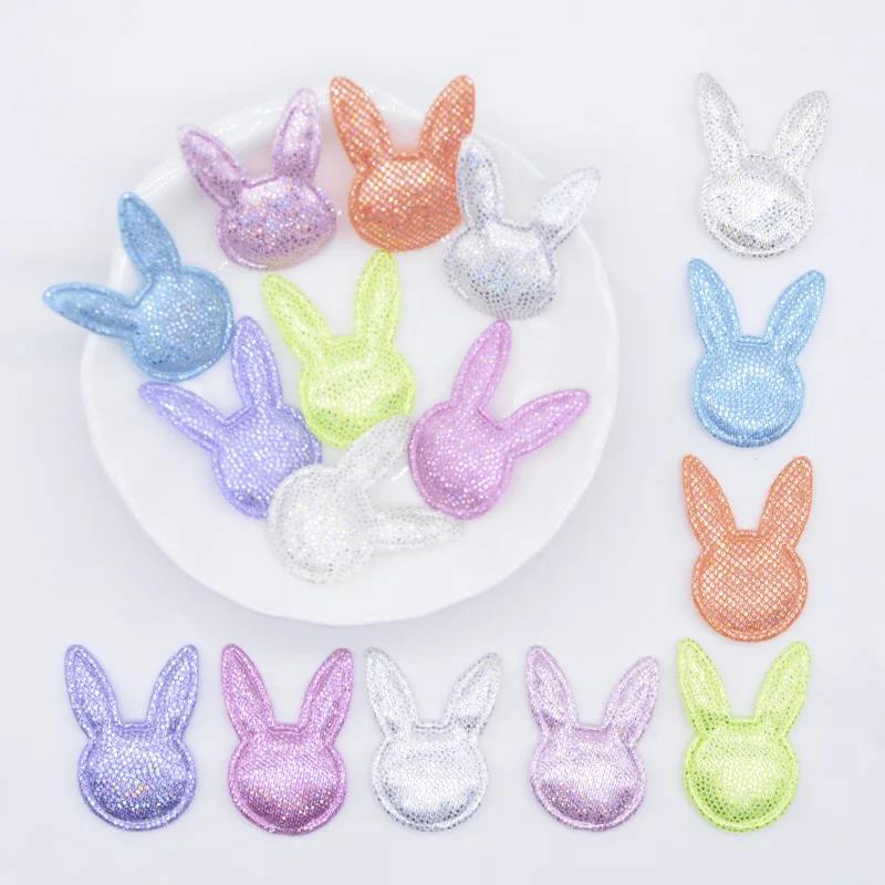 

100Pcs 20*28mm Padded Colorful Rabbit Applique for DIY Clothes Hat Headwear Hairpin Bow Hair Band Decor Accessories Patches P76