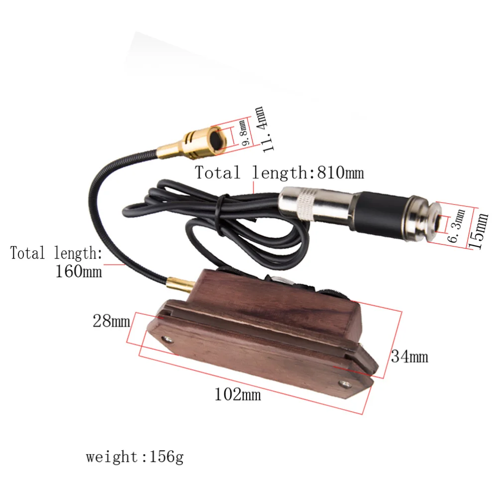 

Rosewood Magnetic Dual Coil Soundhole Pickup Adjustable Tone Volume Parts for Guitar