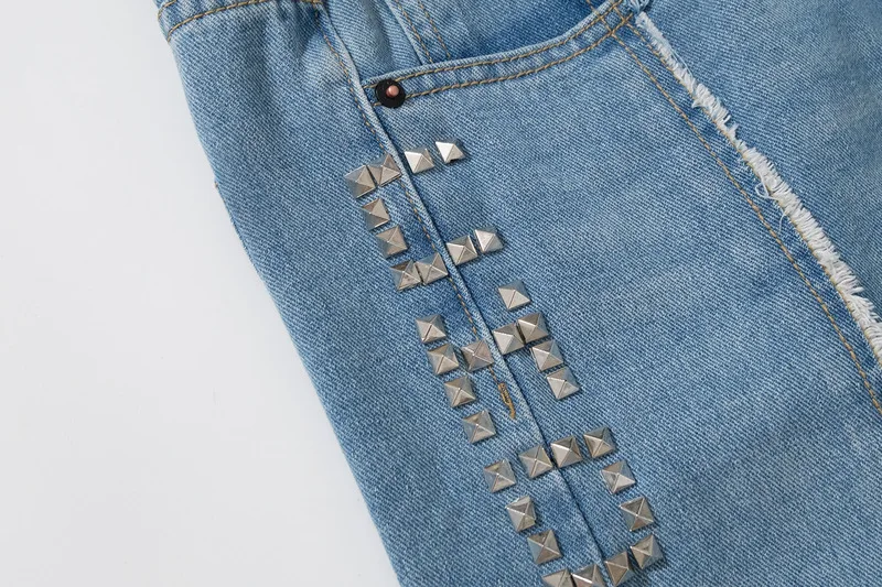 

UNCLEDONJM Patchwork irregular cargo jeans Distressed men designer jeans for men kpop clothes mens loose jeans Knee Length S113