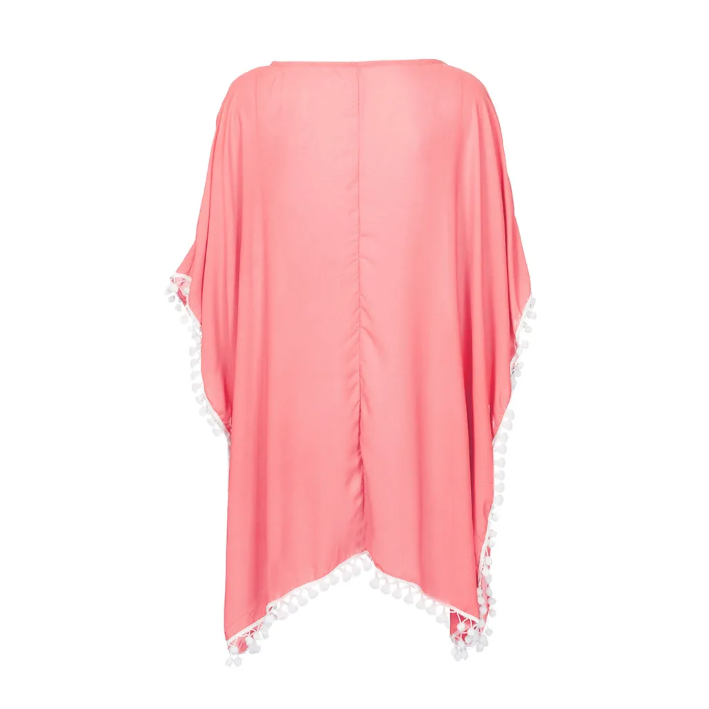

Women's Trim Tassels Swimwear Beach Loose Bikini Cover Up Tops Beach Dresses Skirts Swimsuit Cover Up Bathing Suit Beachwear