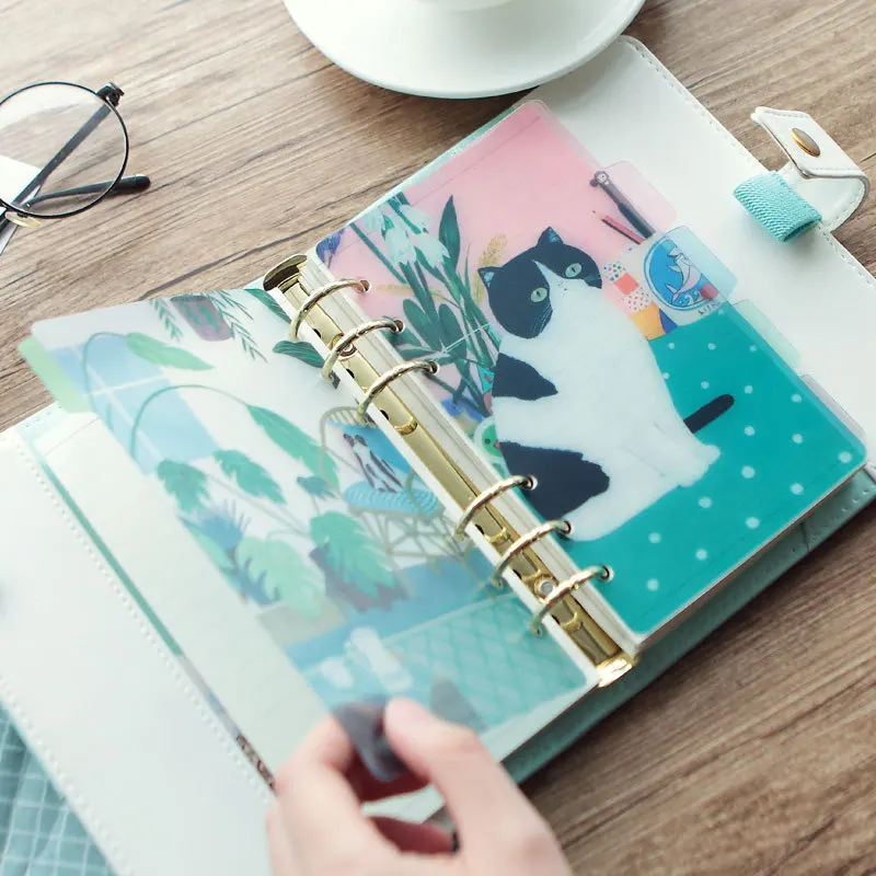 

Kawaii Spiral Notebook PP Dividers for Dokibook Notebook A5A6 personal Planner cute index Pages Bookmark Stationery Accessories