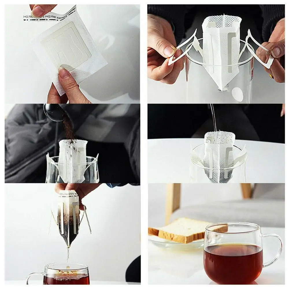 

50Pcs/Pack Disposable Coffee Fliter Bags Portable Hanging Filters For Espresso Paper Bag Ear Style Coffee Coffee Eco-Friend