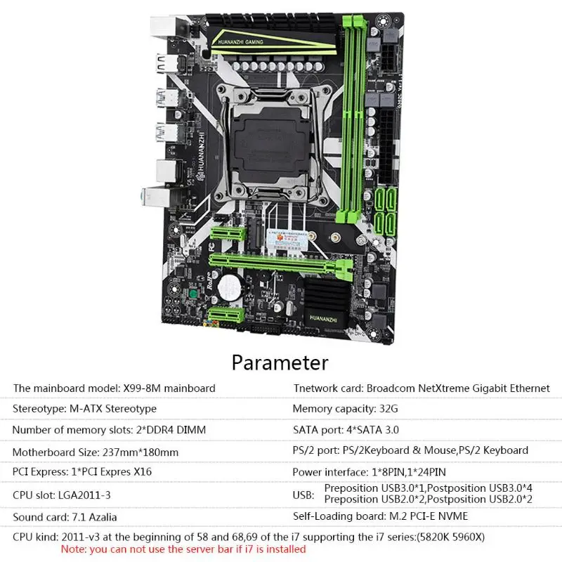 Huananzhi X99 слот для материнской платы LGA2011-3 USB3.0 NVME M.2 SSD Поддержка DDR4 регистровая и ecc-память памяти и процессор Xeon E5 V3