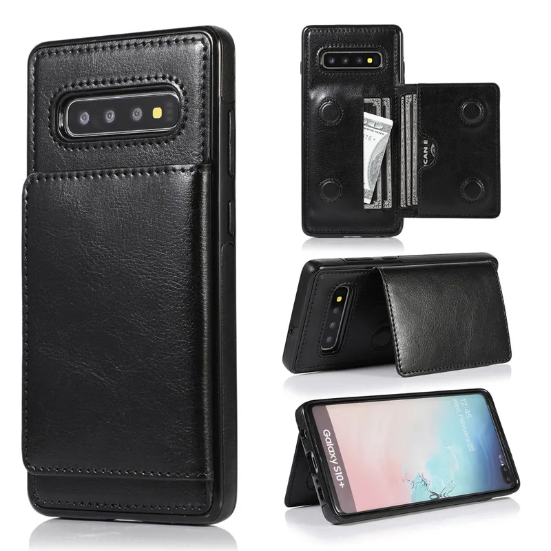 Премиум кожаный чехол кошелек для Samsung Galaxy S8 S9 S10 Plus S10E Note 8 9 10 Pro с двойными