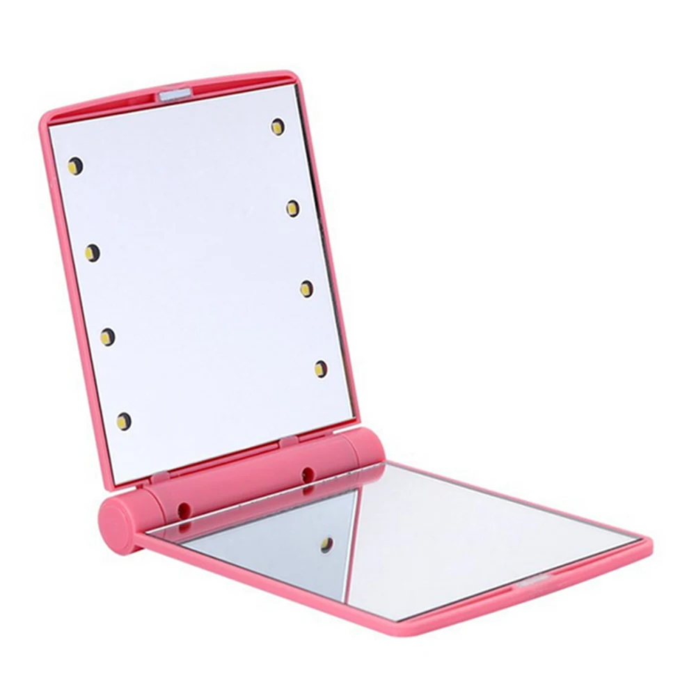 8 светодиодный косметическое зеркало складной двойной карман с подсветкой для