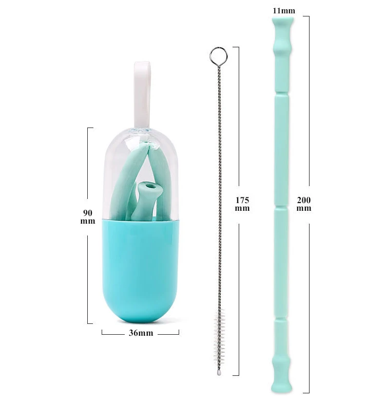 Складная Силиконовая солома многоразовая Солома для питья с чехлом переноски и