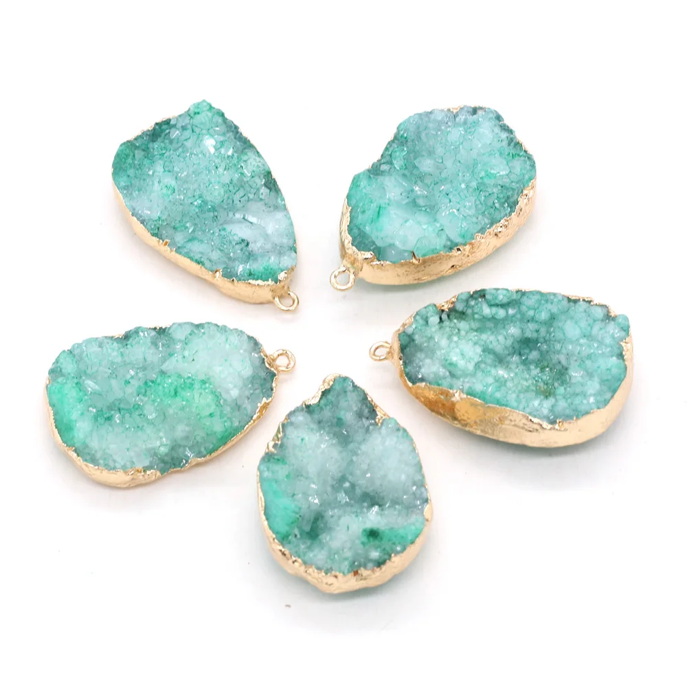 

Natural Green Druzys Pendants Charms Stone Quartz Pendant For Women Jewelry Making Druzy Necklace DIY