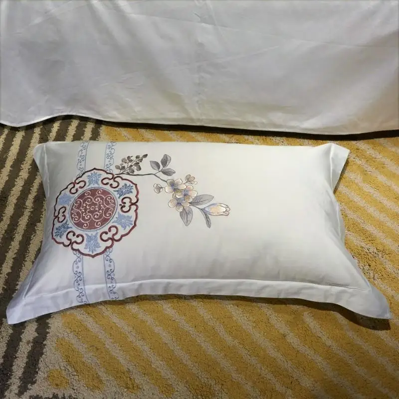 

Luxury Chinese Style Embroidery Egyptian Cotton Bedding Set Queen King Double Duvet Cover Set Bed Linen Pillowcases Home Textile