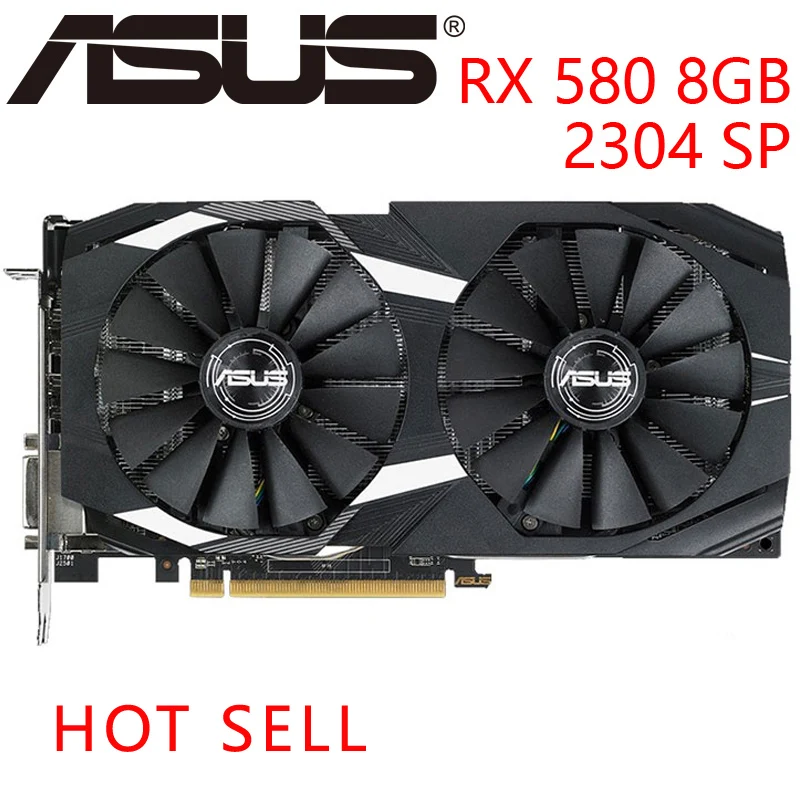 Видеокарта ASUS RX580 8 Гб 500 бит GDDR5 графические карты для AMD RX 580 серии VGA б/у DisplayPort HDMI DVI