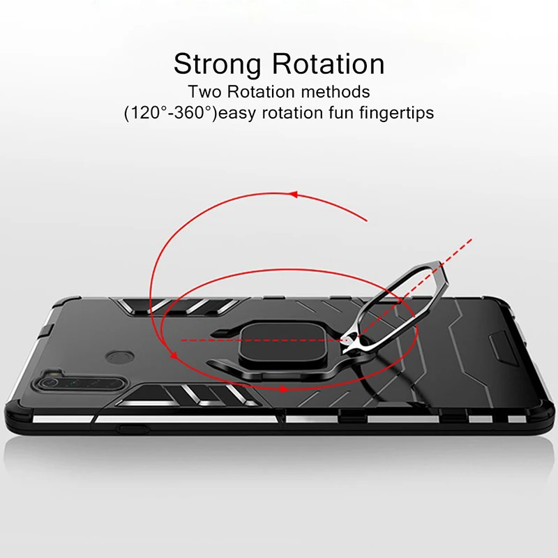 Бронированный чехол для Redmi Note 8 T с магнитным кольцом автомобильный держатель