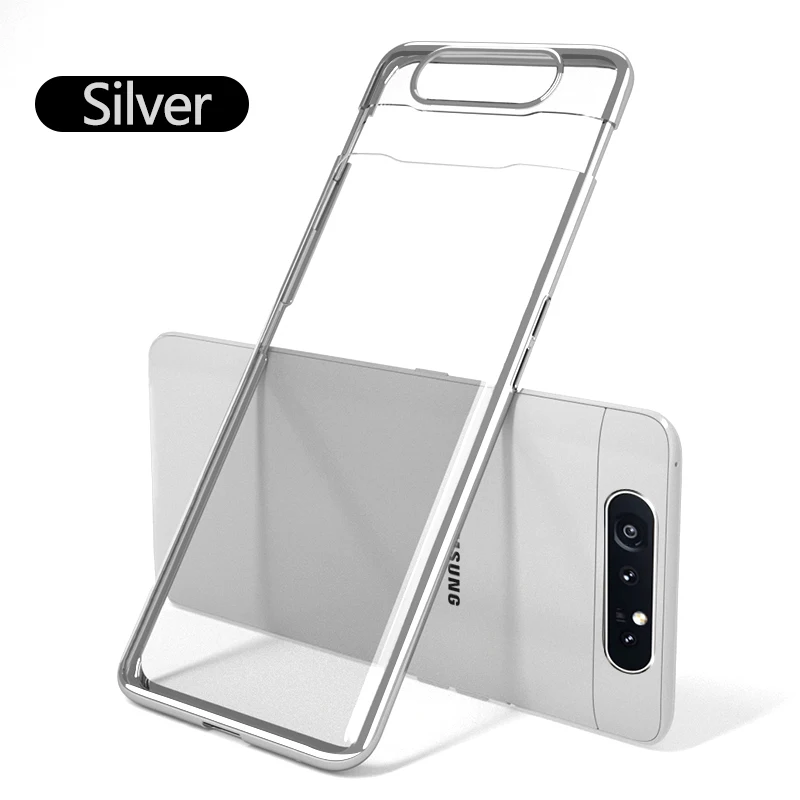 Silver Роскошный чехол GKK для samsung galaxy A80, ударопрочный Прозрачный чехол с покрытием для samsung A80, чехол Fundas - Цвет: Silver