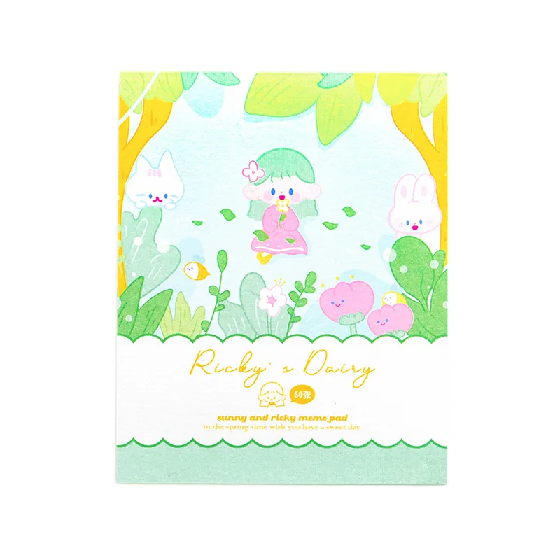 

8 Designs 50 Pcs/bag Cartoon Style Sweetness Full Score Series Loose Leaf Memo Pads DIY Hand Account Decor Material