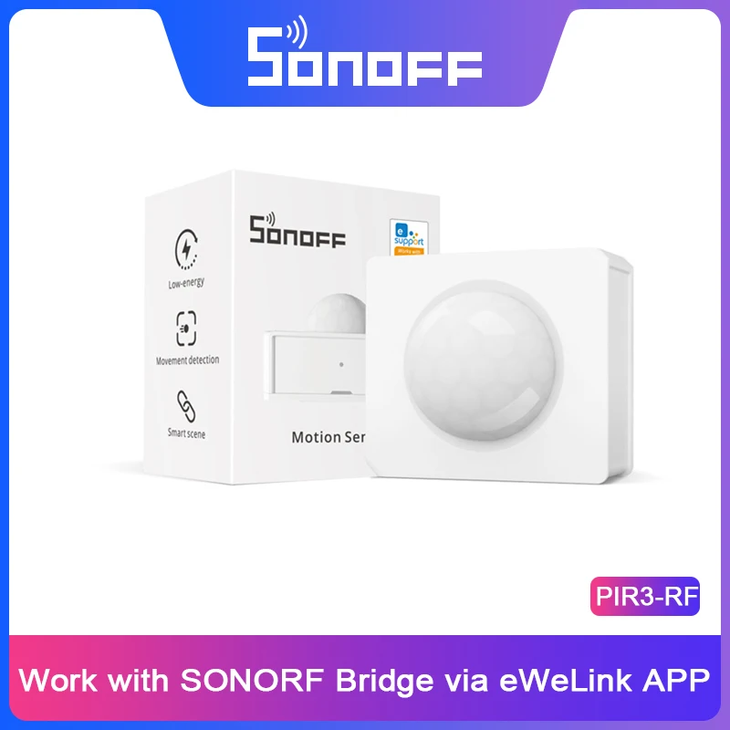 

SONOFF PIR3-RF Smart Motion Sensor 433Mhz Smart Scene For Smart Home Work With SONORF Bridge Via EWeLink APP Alarm Notification