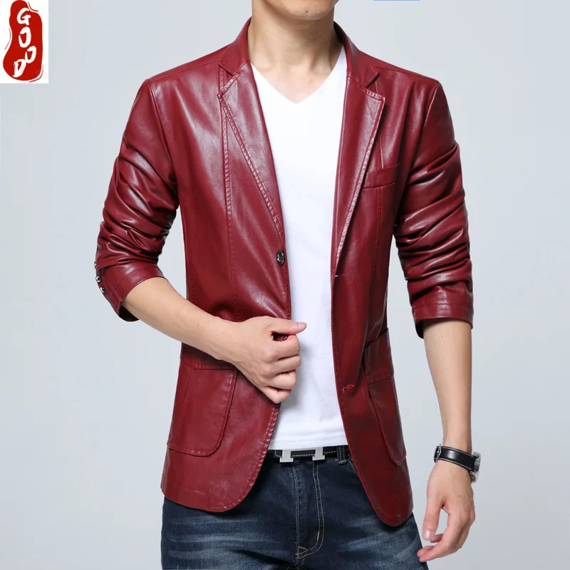 

2021 Spring Casual Mens Leather Jacket PU Black/Red Jaqueta De Couro Masculino Autumn Plus 7XL Jaqueta Couro Homem CJ194