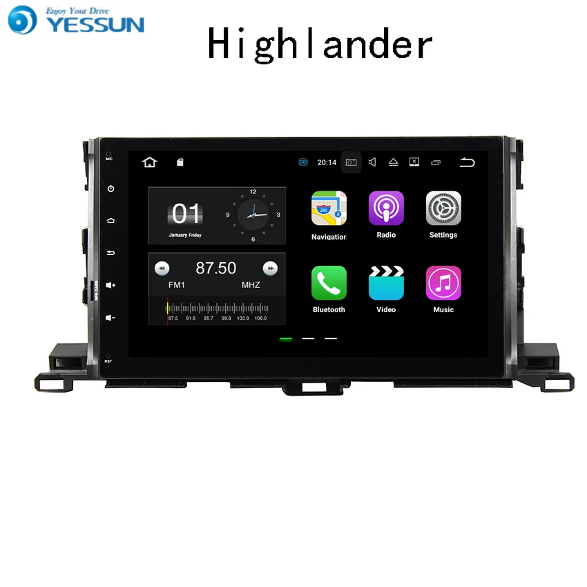 Автомобильный навигатор YESSUN для Toyota Highlander 2015 ~ 2017 Android GPS аудио видео HD сенсорный