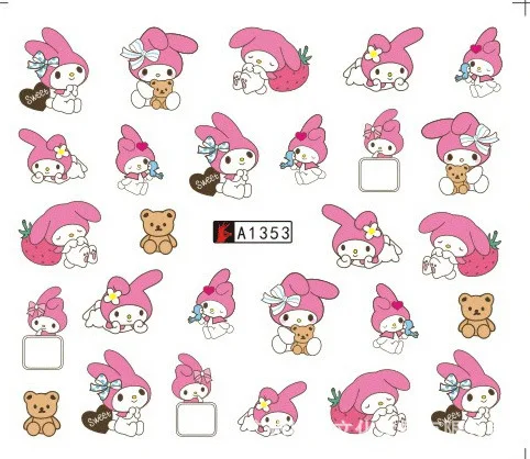 

1 sheet DIY Nail Art Water Transfer Stickers Teddy Bear Rabbit slider adhesive Watermark Decals Women Beauty Wedding Nails