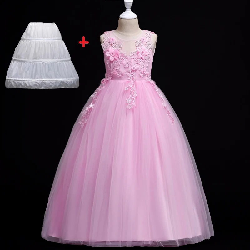 as pictures Wedding Party Dress for Girls Lace First feast princess Long Dress New Exchange Dress Ball Beauty Sexy Shoulder Dress - Цвет: as pictures