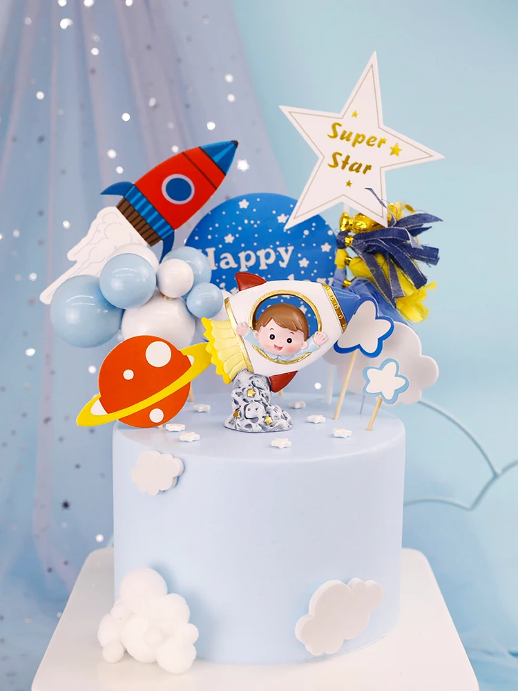 Новые поступления астронавт космический человек тема торт Топпер мальчик с днем