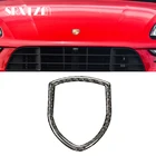 Автомобильная внешняя Передняя Эмблема с логотипом, отделка, черная рамка из углеродного волокна для Porsche Cayenne Macan 2014-2019