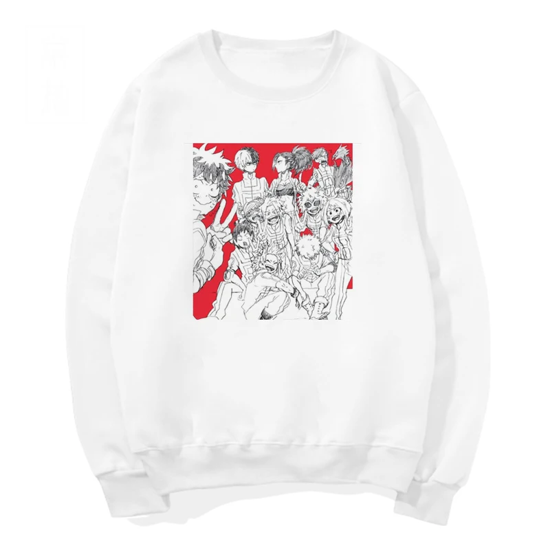 

Hip-hop casual cute loose my hero academy print winter new round neck long sleeve pullover kawaii women's clothing